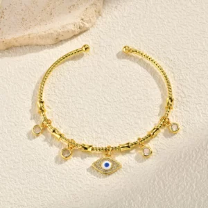 AAA Zircon Evil Eye Open Bangle - Image 8