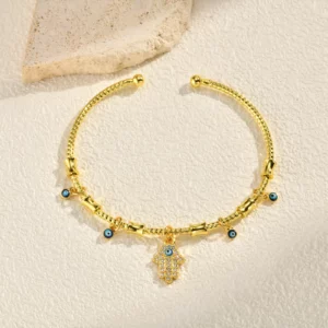 AAA Zircon Evil Eye Open Bangle - Image 7
