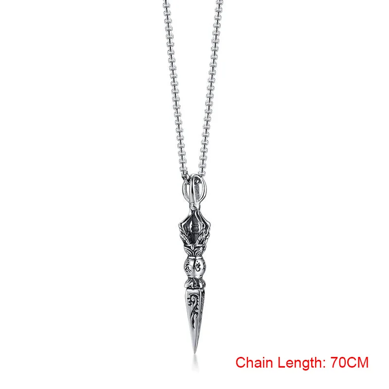 Stainless Steel Tibetan Vajra Protection Pendant Necklace