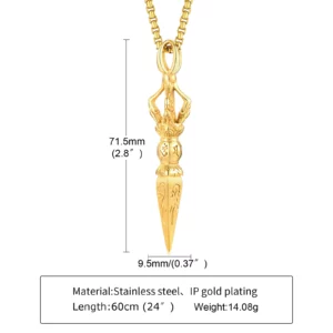 Stainless Steel Tibetan Vajra Protection Pendant Necklace - Image 12