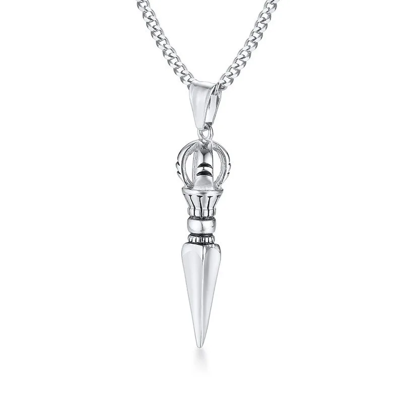 Stainless Steel Tibetan Vajra Protection Pendant Necklace