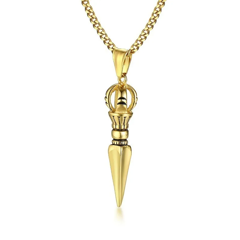 Stainless Steel Tibetan Vajra Protection Pendant Necklace
