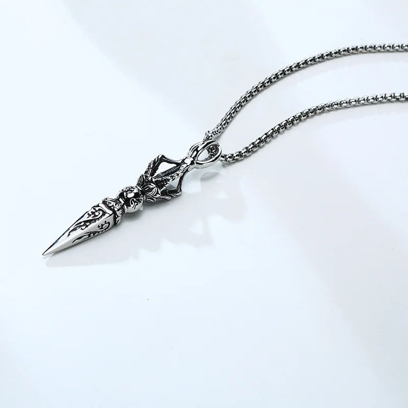 Stainless Steel Tibetan Vajra Protection Pendant Necklace