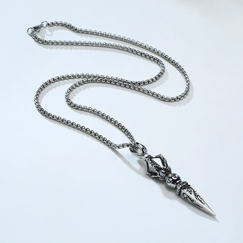 Stainless Steel Tibetan Vajra Protection Pendant Necklace