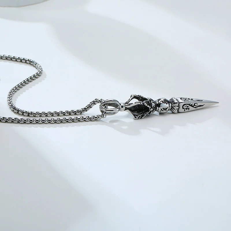 Stainless Steel Tibetan Vajra Protection Pendant Necklace