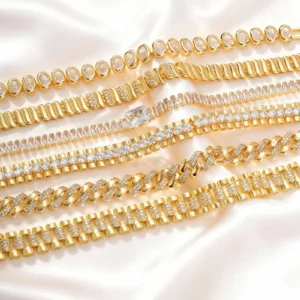 Gold Plated Cubic Zirconia Chunky Link Bracelet - Image 2