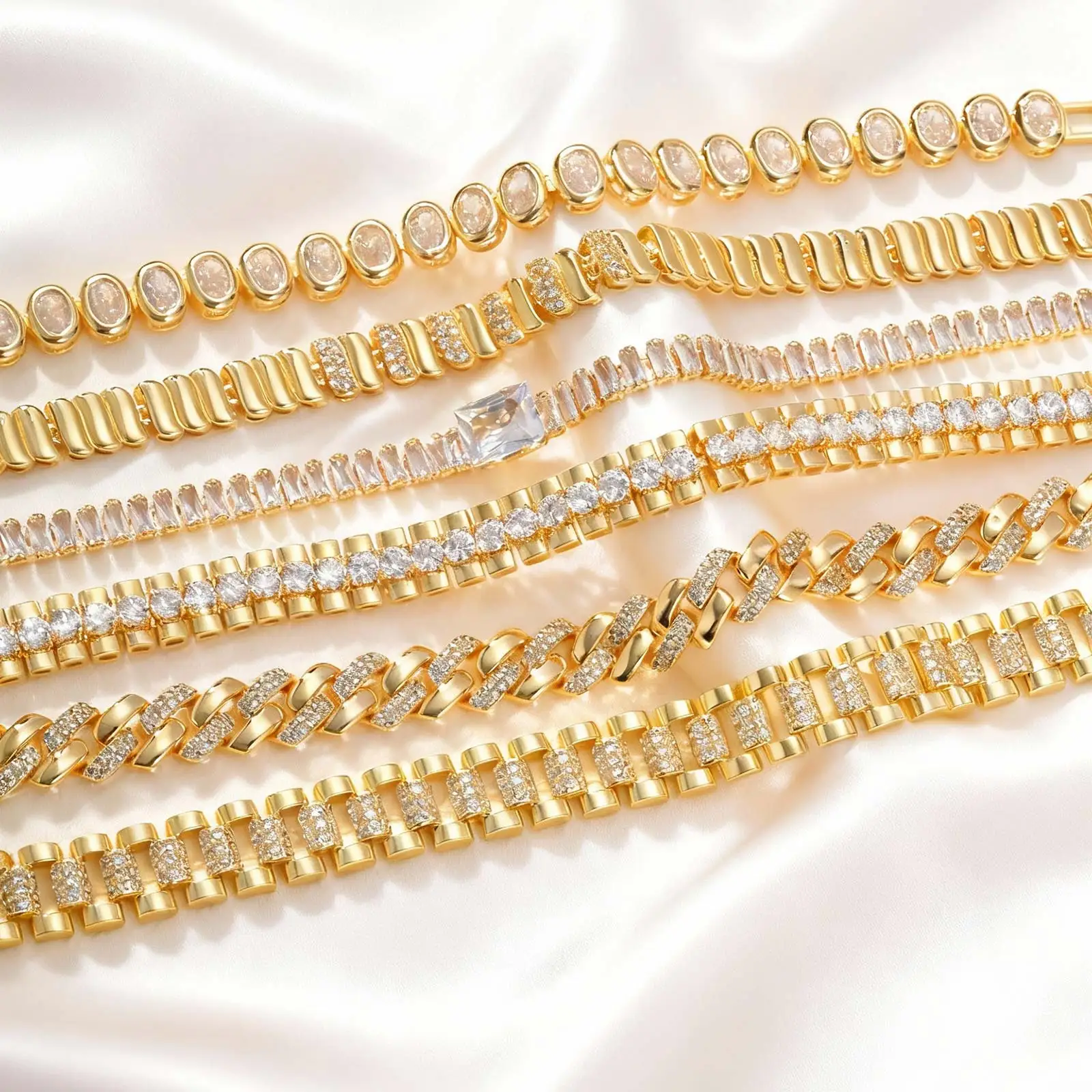 Gold Plated Cubic Zirconia Chunky Link Bracelet - Image 2