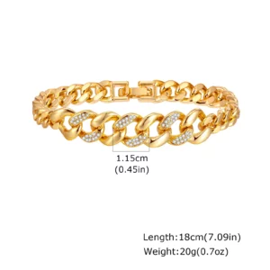Gold Plated Cubic Zirconia Chunky Link Bracelet - Image 9