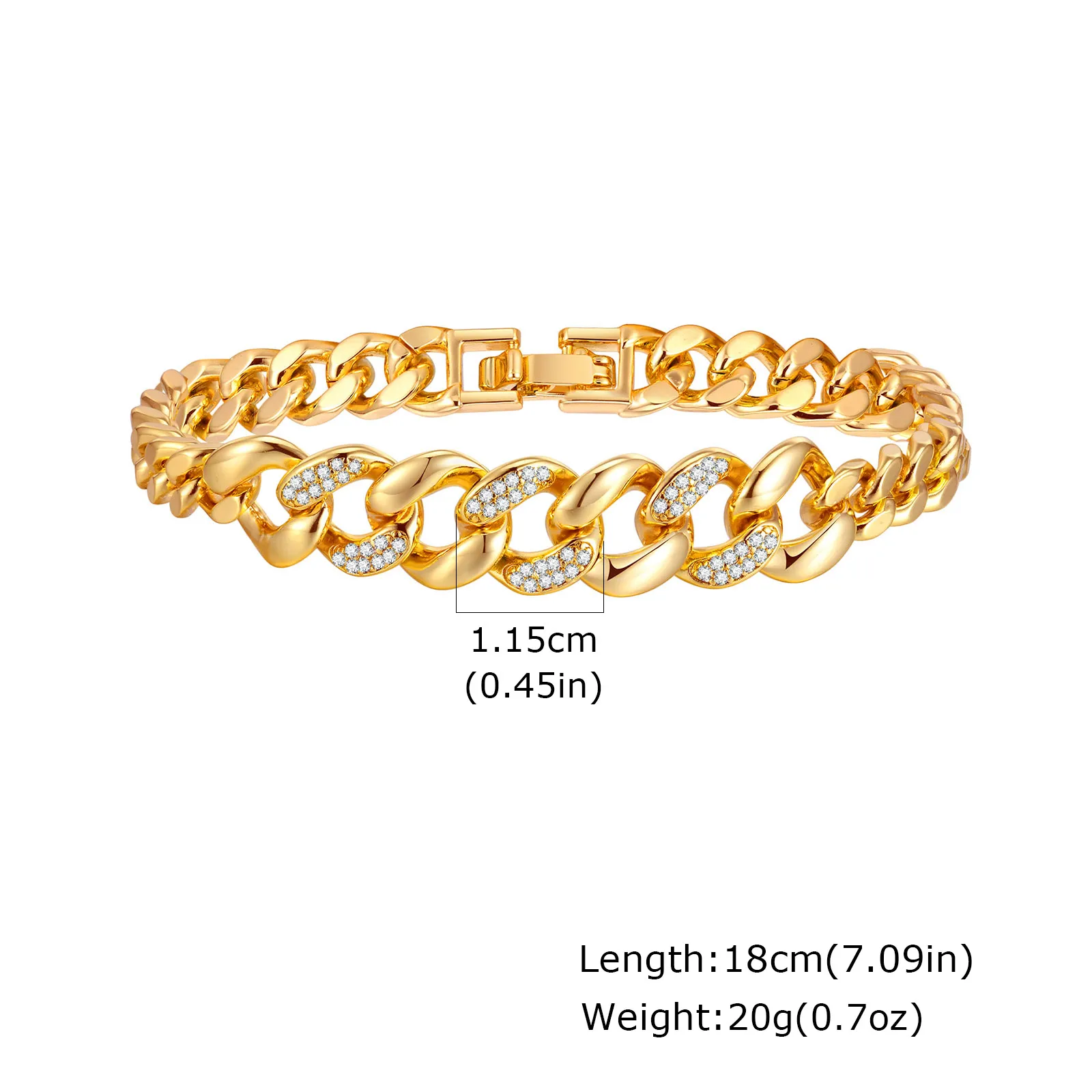 Gold Plated Cubic Zirconia Chunky Link Bracelet - Image 9