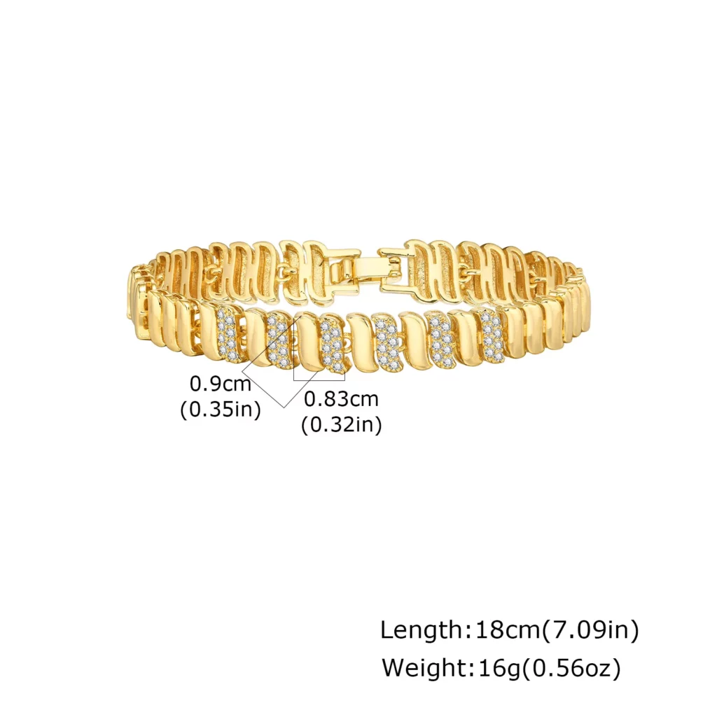 Gold Plated Cubic Zirconia Chunky Link Bracelet