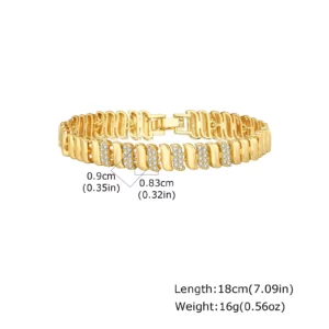 Gold Plated Cubic Zirconia Chunky Link Bracelet - Image 10