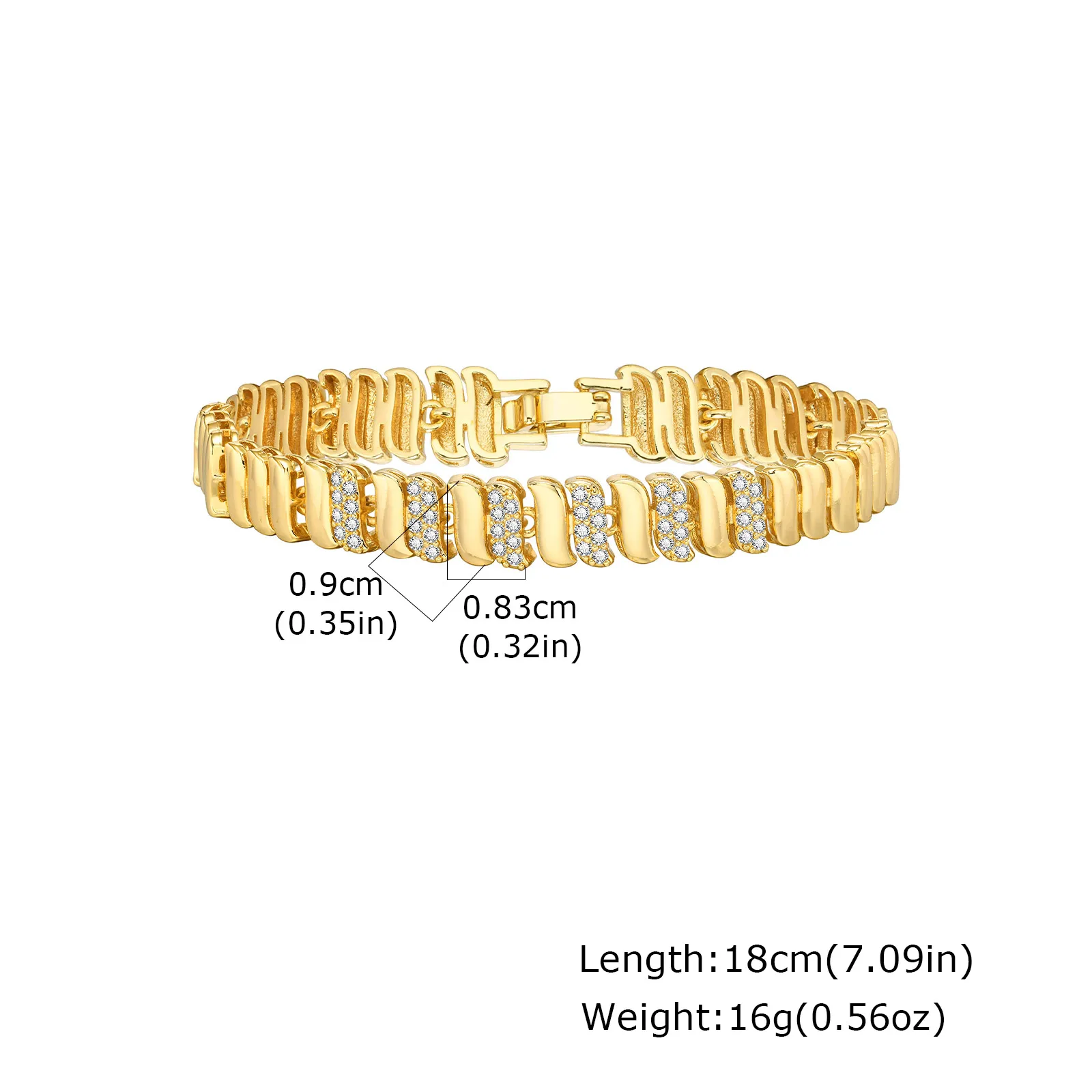 Gold Plated Cubic Zirconia Chunky Link Bracelet - Image 10