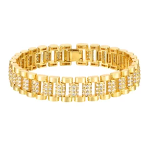 Gold Plated Cubic Zirconia Chunky Link Bracelet - Image 6