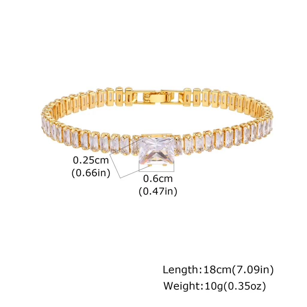 Gold Plated Cubic Zirconia Chunky Link Bracelet