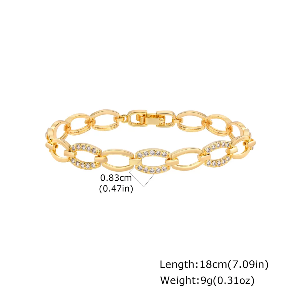 Gold Plated Cubic Zirconia Chunky Link Bracelet