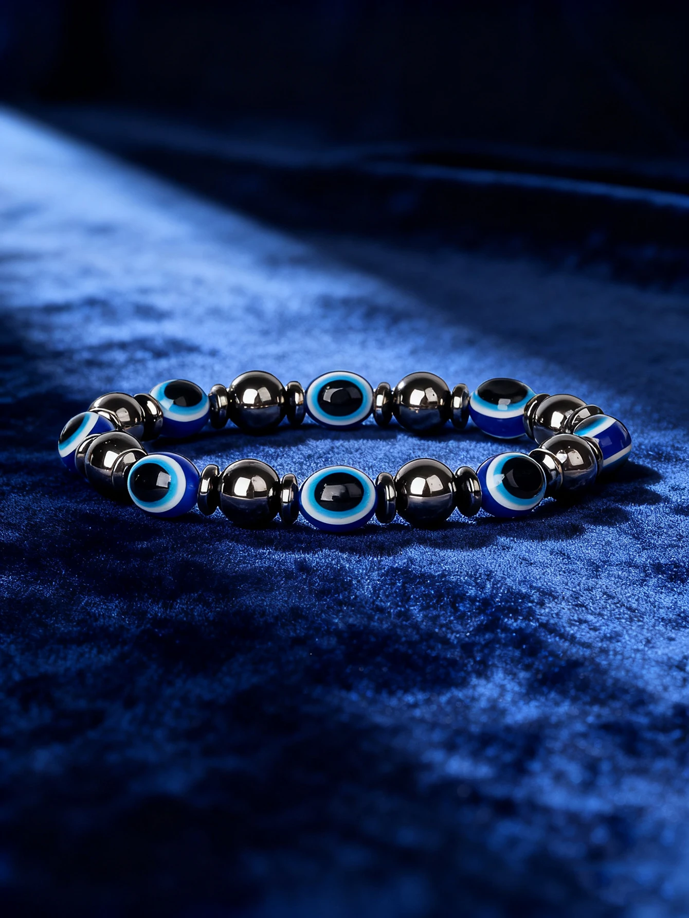Hematite Stone Bracelet with Gold Spacers and Leather Cord - Image 43