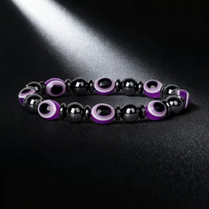 Hematite Stone Bracelet with Gold Spacers and Leather Cord - Image 31