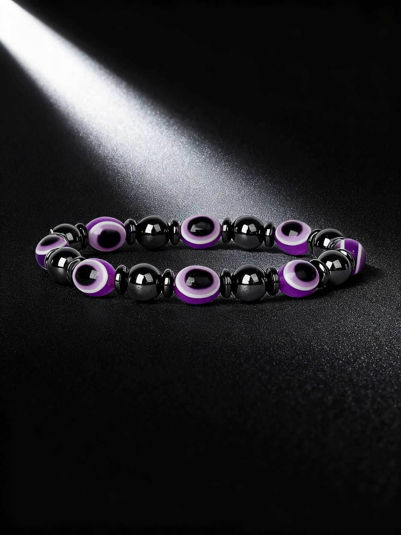 Hematite Stone Bracelet with Gold Spacers and Leather Cord - Image 31