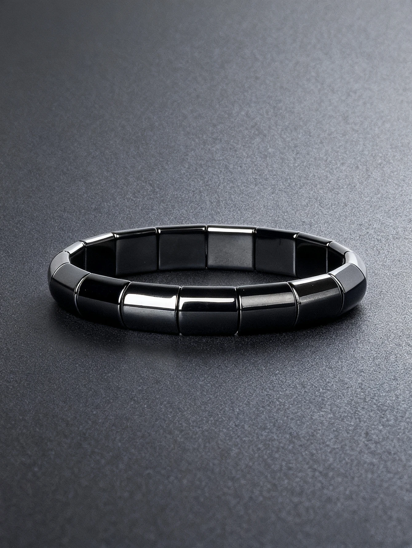 Hematite Stone Bracelet with Gold Spacers and Leather Cord - Image 16