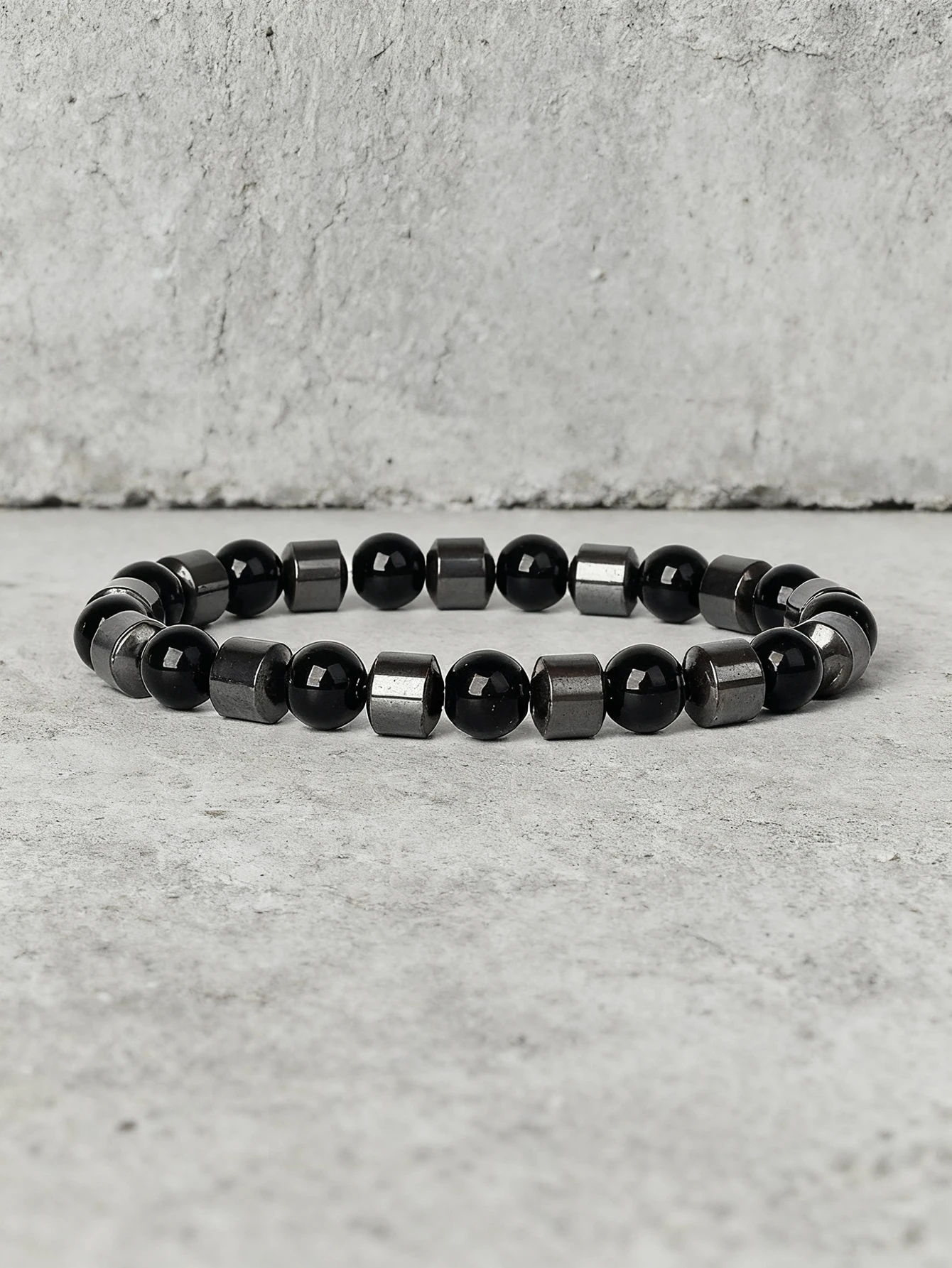 Hematite Stone Bracelet with Gold Spacers and Leather Cord - Image 29