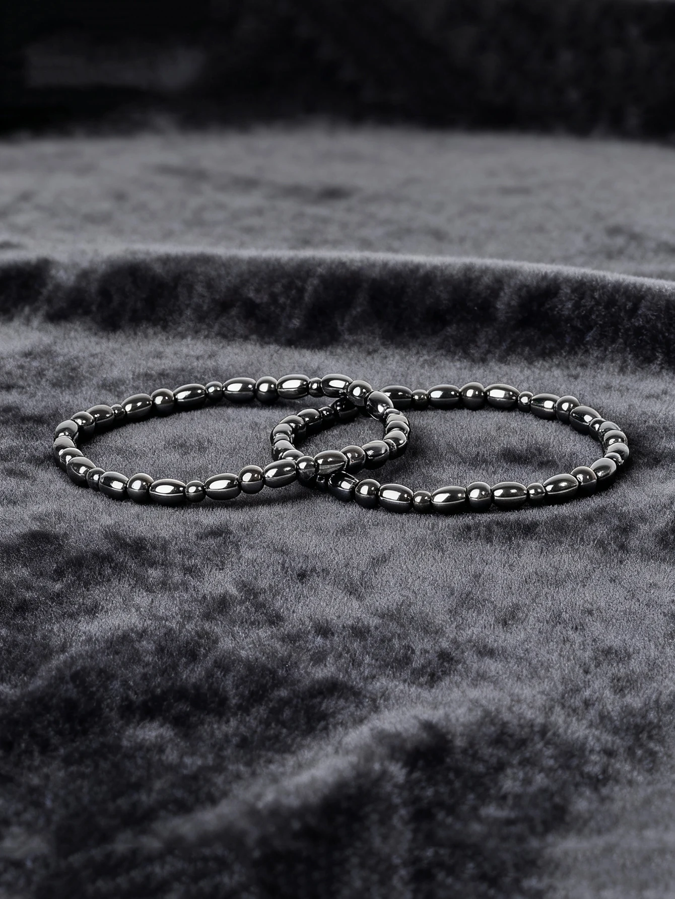 Hematite Stone Bracelet with Gold Spacers and Leather Cord - Image 15