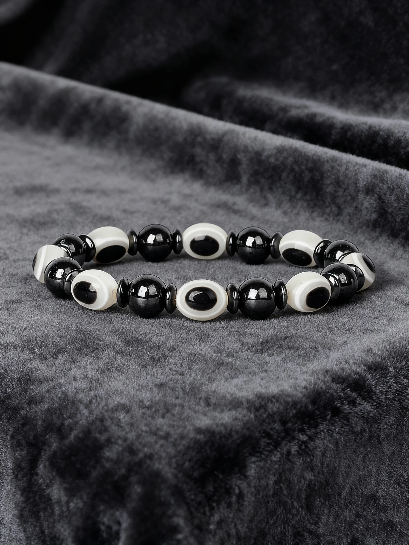 Hematite Stone Bracelet with Gold Spacers and Leather Cord - Image 27