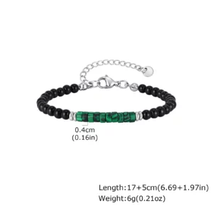 Hip Hop Black Onyx Beaded Bracelet for Men - Image 7