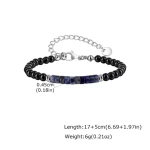 Hip Hop Black Onyx Beaded Bracelet for Men - Image 9
