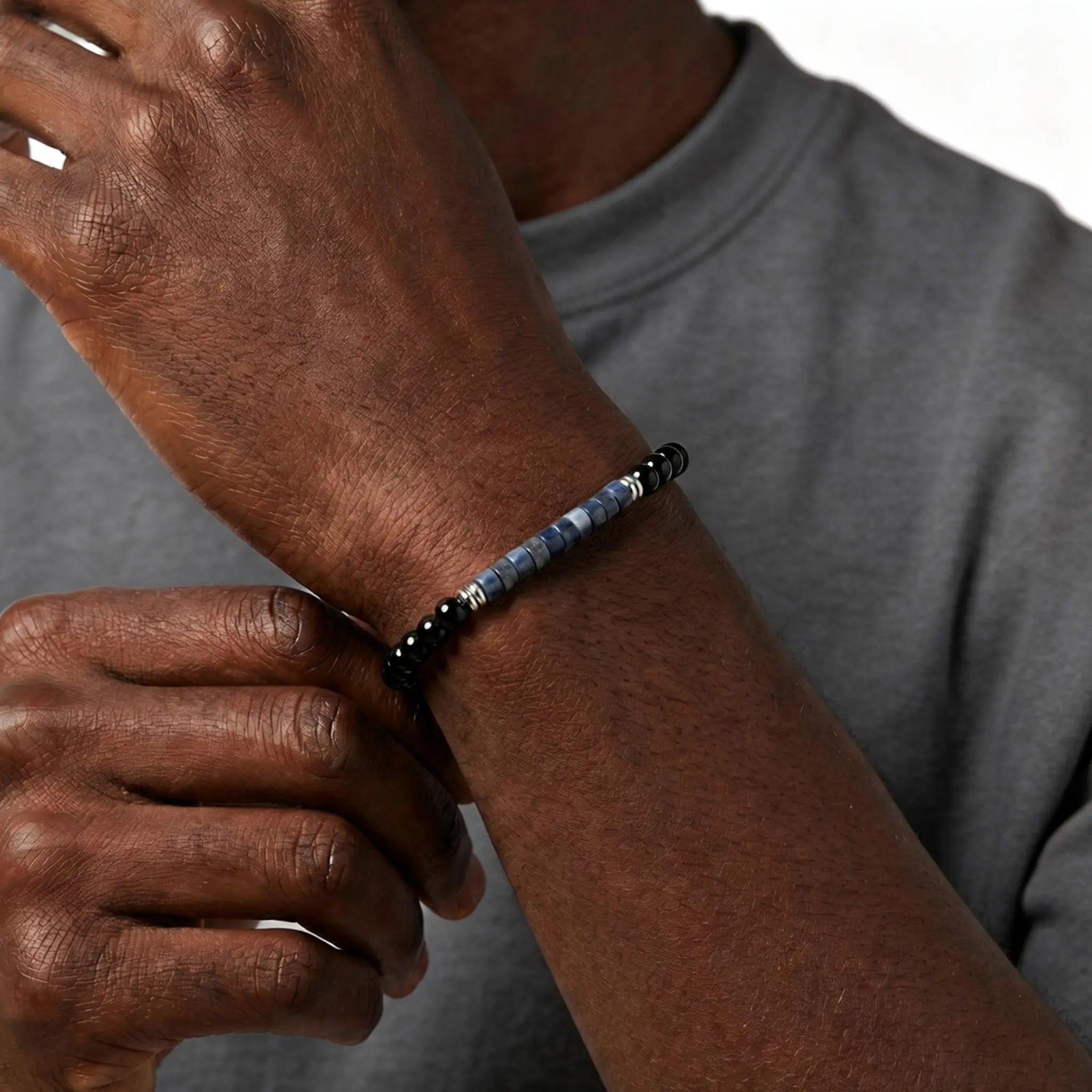 Hip Hop Black Onyx Beaded Bracelet for Men - Image 5