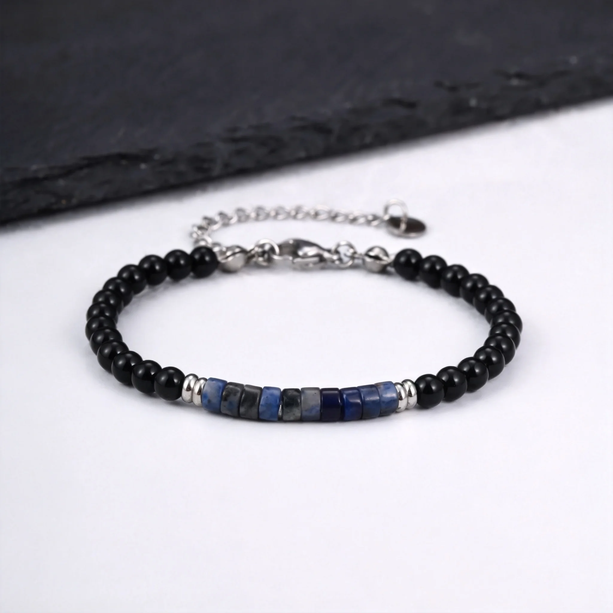 Hip Hop Black Onyx Beaded Bracelet for Men - Image 6