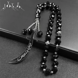 Islamic Imam Ali Zulfiqar Sword Pendant, Stainless Steel Gold - Image 2