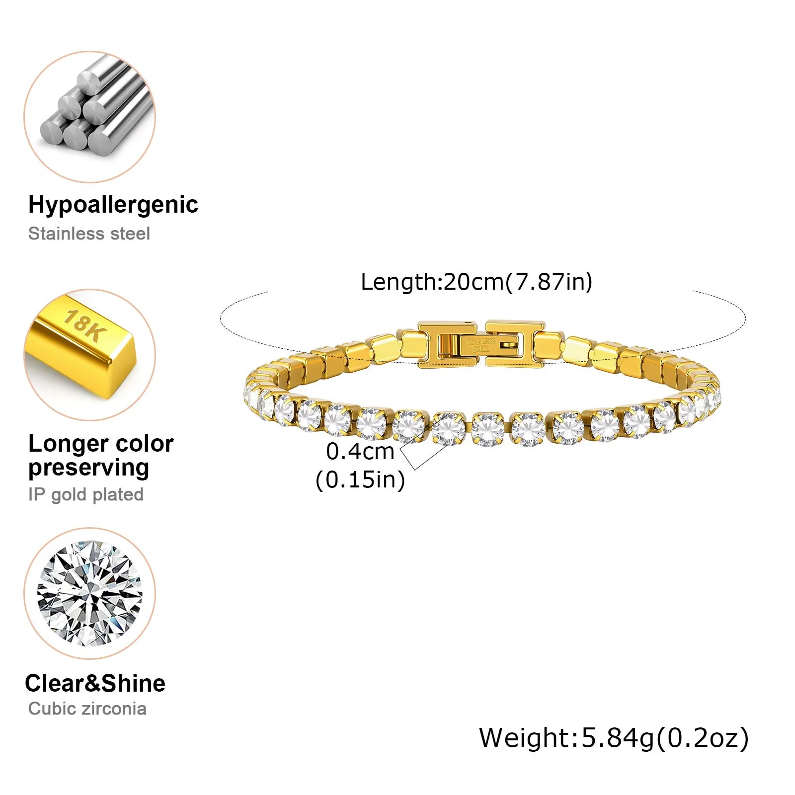 Luxury Classic 4mm Tennis Bracelet - Image 6