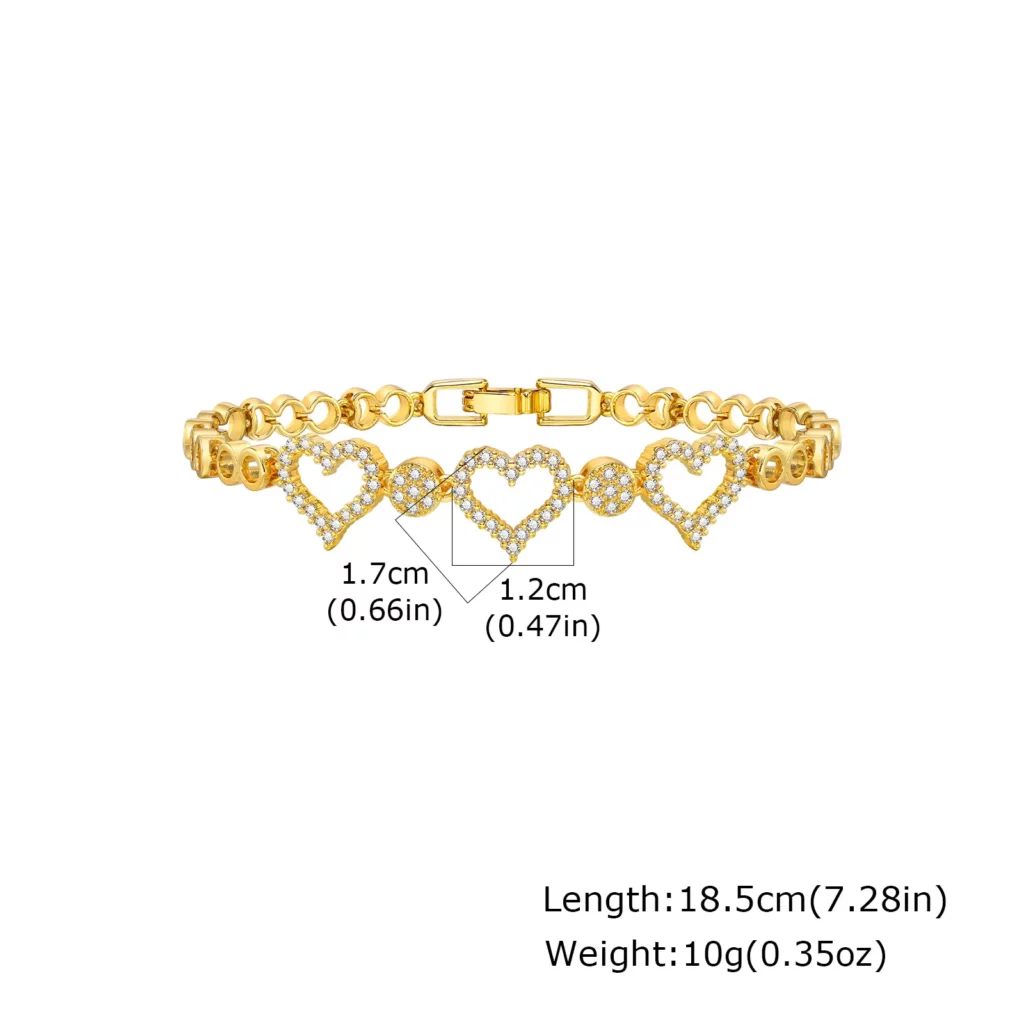 Gold Zircon Geometric Charm Bracelet
