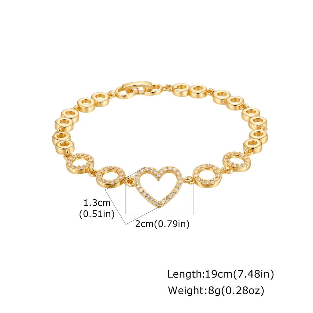 Gold Zircon Geometric Charm Bracelet