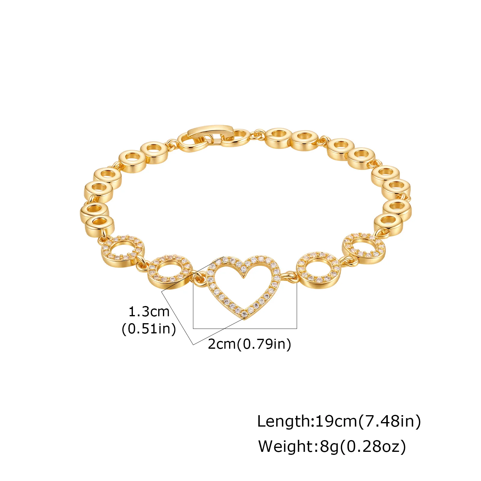 Gold Zircon Geometric Charm Bracelet - Image 13