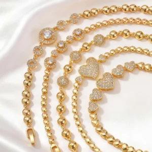 Gold Zircon Geometric Charm Bracelet - Image 4