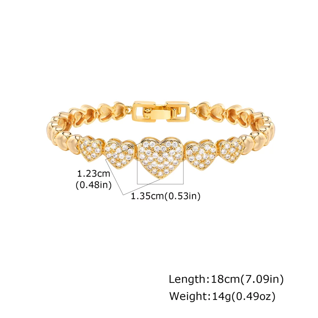 Gold Zircon Geometric Charm Bracelet