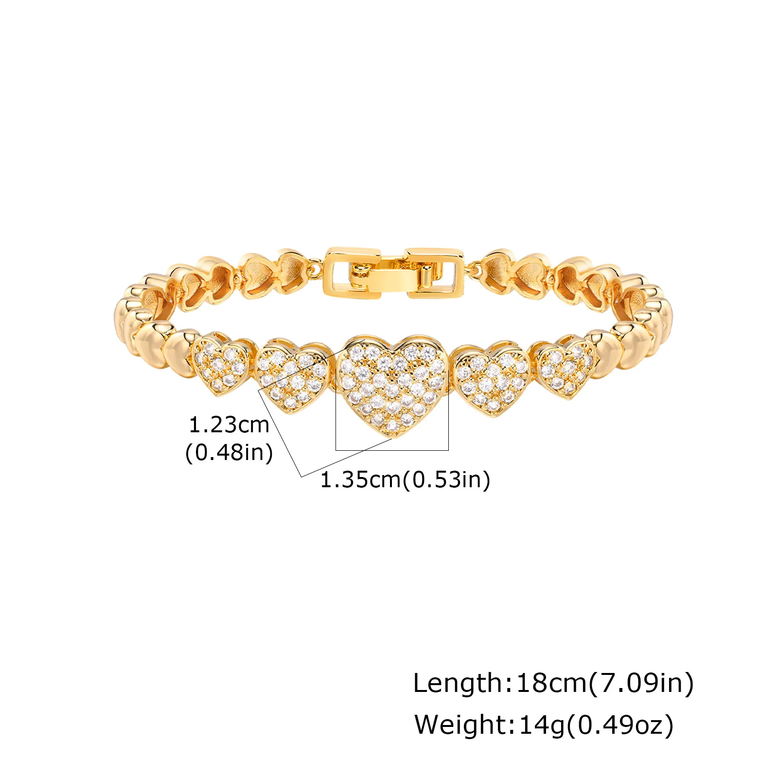 Gold Zircon Geometric Charm Bracelet - Image 11
