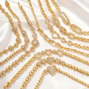 Gold Zircon Geometric Charm Bracelet - Image 5