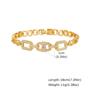 Gold Zircon Geometric Charm Bracelet - Image 10