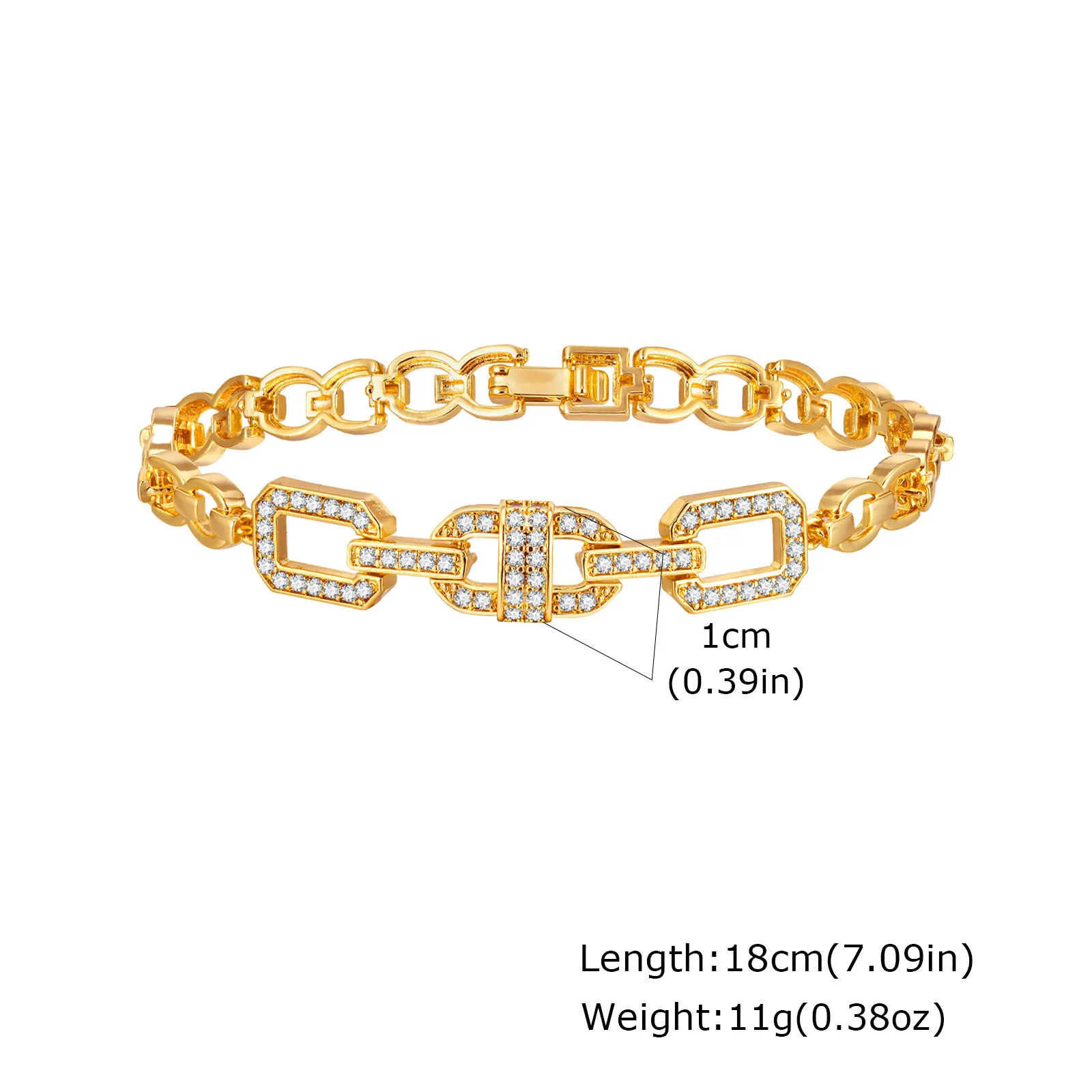 Gold Zircon Geometric Charm Bracelet - Image 10