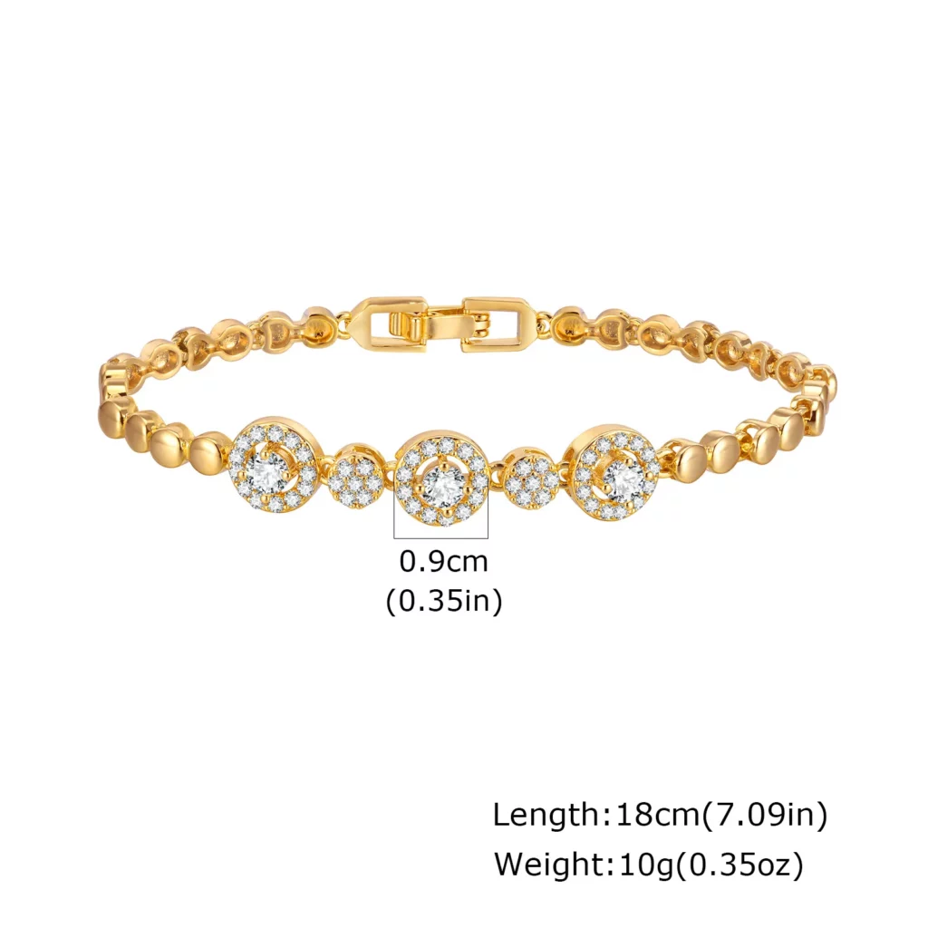 Gold Zircon Geometric Charm Bracelet