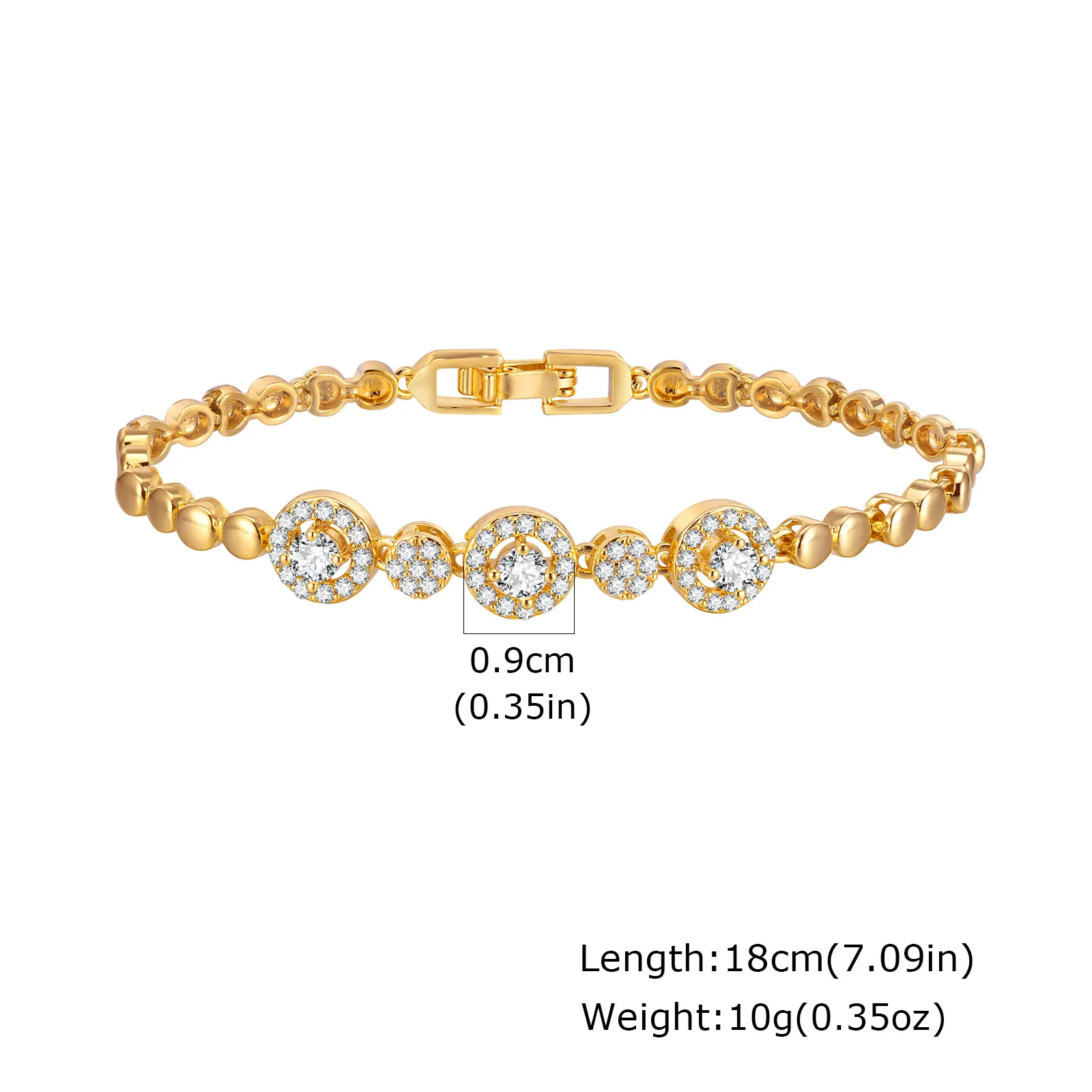 Gold Zircon Geometric Charm Bracelet - Image 9