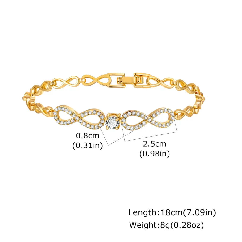 Gold Zircon Geometric Charm Bracelet