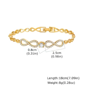 Gold Zircon Geometric Charm Bracelet - Image 8