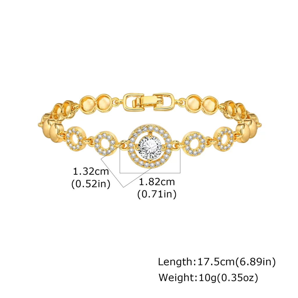 Gold Zircon Geometric Charm Bracelet
