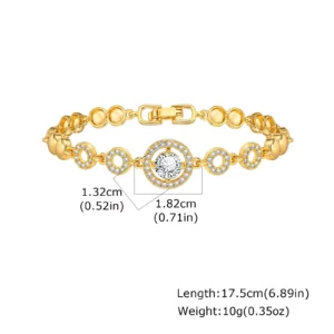 Gold Zircon Geometric Charm Bracelet - Image 7