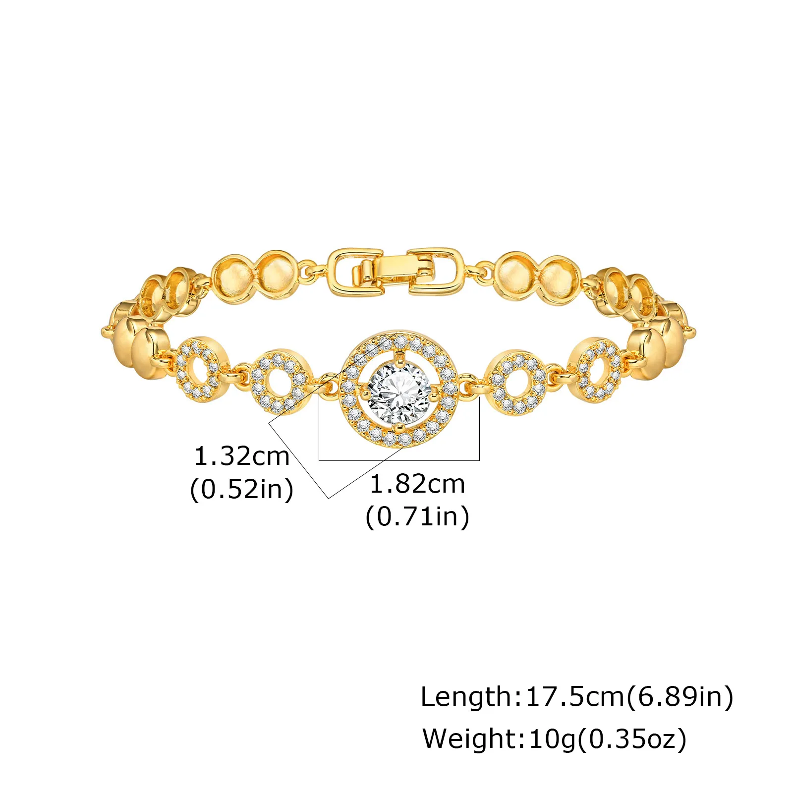 Gold Zircon Geometric Charm Bracelet - Image 7