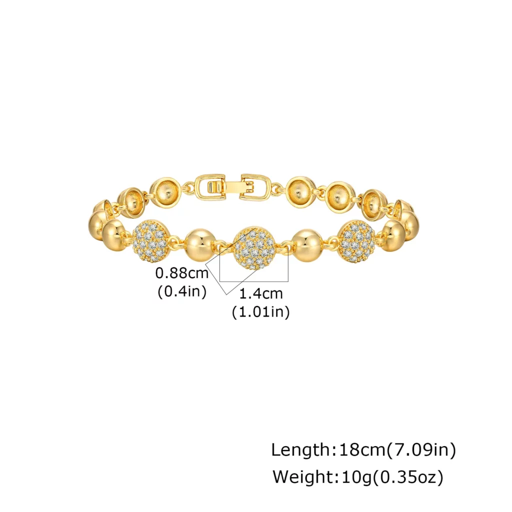 Gold Zircon Geometric Charm Bracelet