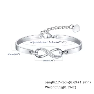 Luxury Zircon Endless Love Infinity Symbol Bracelet - Image 7